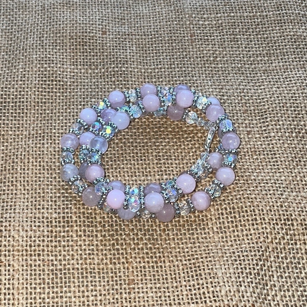 Rose quartz & Crystal Necklace necklace 8mm gorgeous amazing New